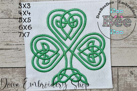 Celtic Knot Clover - Fill Stitch - Machine Embroidery Design