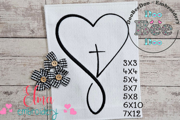 Cross with a Heart - Fill Stitch - Machine Embroidery Design