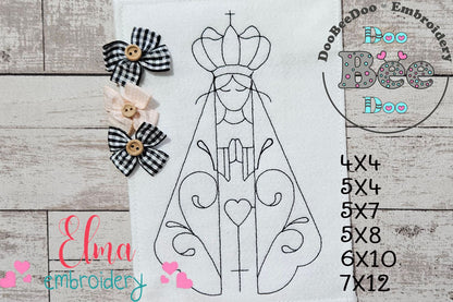 Angel Our Lady Virgin Mary - Redwork Stitch - Machine Embroidery Design