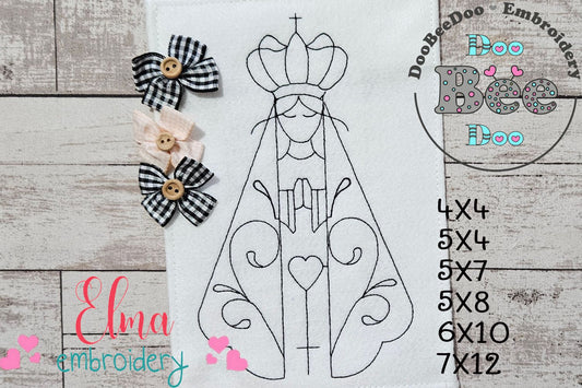 Angel Our Lady Virgin Mary - Redwork Stitch - Machine Embroidery Design