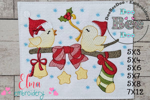 Cute Christmas Birds - Fill Stitch - Machine Embroidery Design