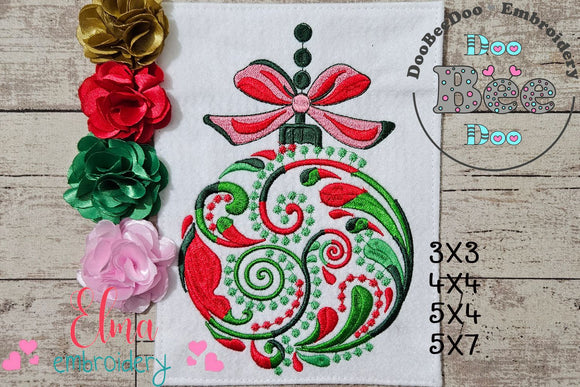 Pretty Christmas Bulb - Applique - Machine Embroidery Design