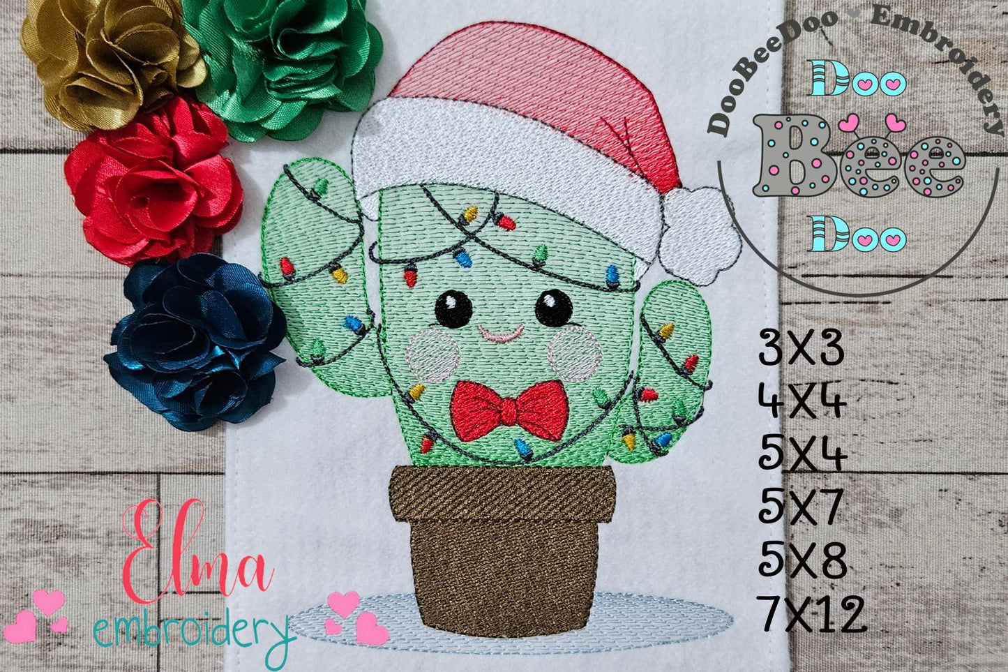 Christmas Cactus - Rippled Stitch - Machine Embroidery Design