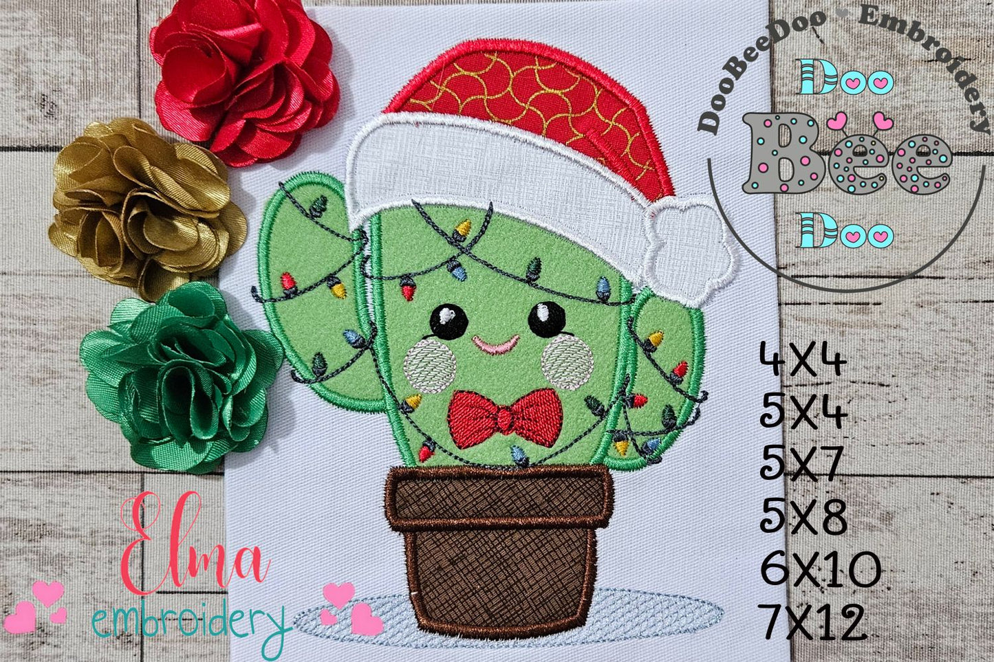 Christmas Cactus - Applique - Machine Embroidery Design
