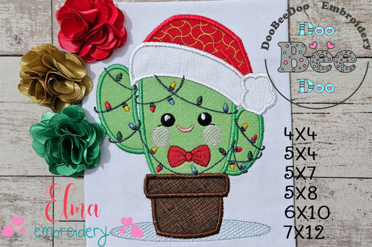 Christmas Cactus - Applique - Machine Embroidery Design