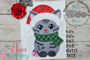 Christmas Cat - Applique - Machine Embroidery Design