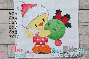 Christmas Chick with Bulb - Fill Stitch - Machine Embroidery Design
