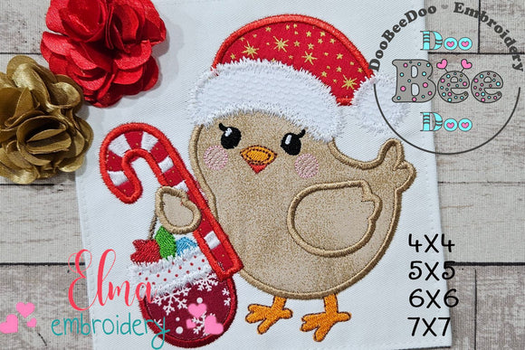 Christmas Chicken - Applique - Machine Embroidery Design