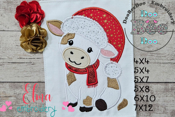 Christmas Cow - Applique - Machine Embroidery Design