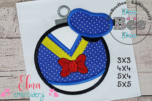 Donald Duck Christmas Ornament - Applique Embroidery