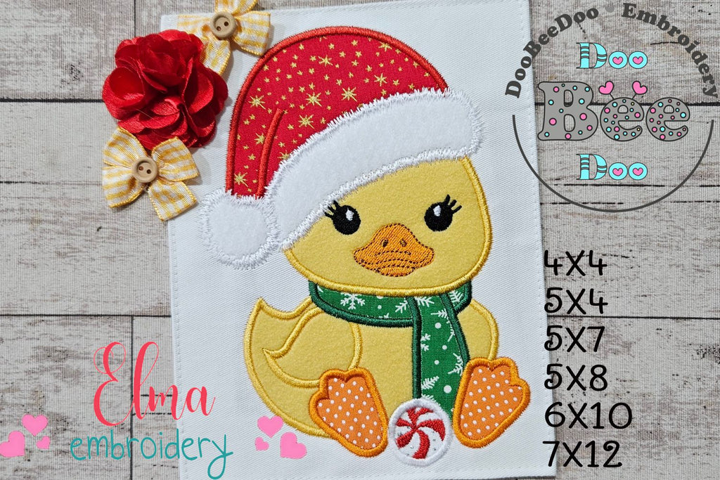 Little Christmas Duck - Applique - Machine Embroidery Design