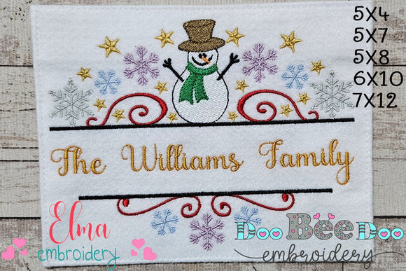 Family Christmas Split Monogram - Fill Stitch - Machine Embroidery Design