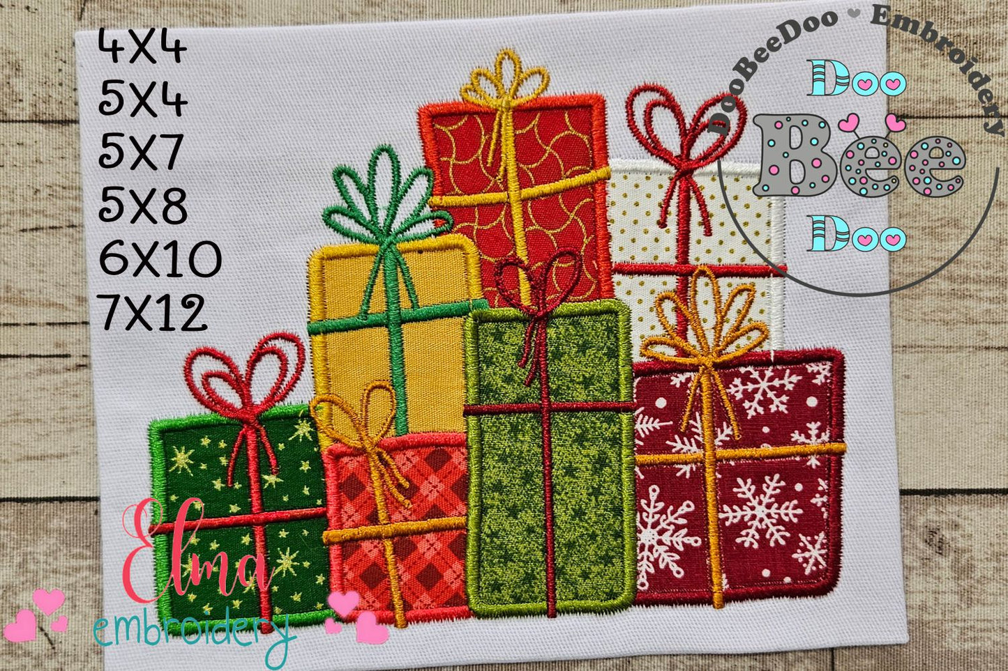 Lots of Christmas Gift Boxes - Applique - Machine Embroidery Design