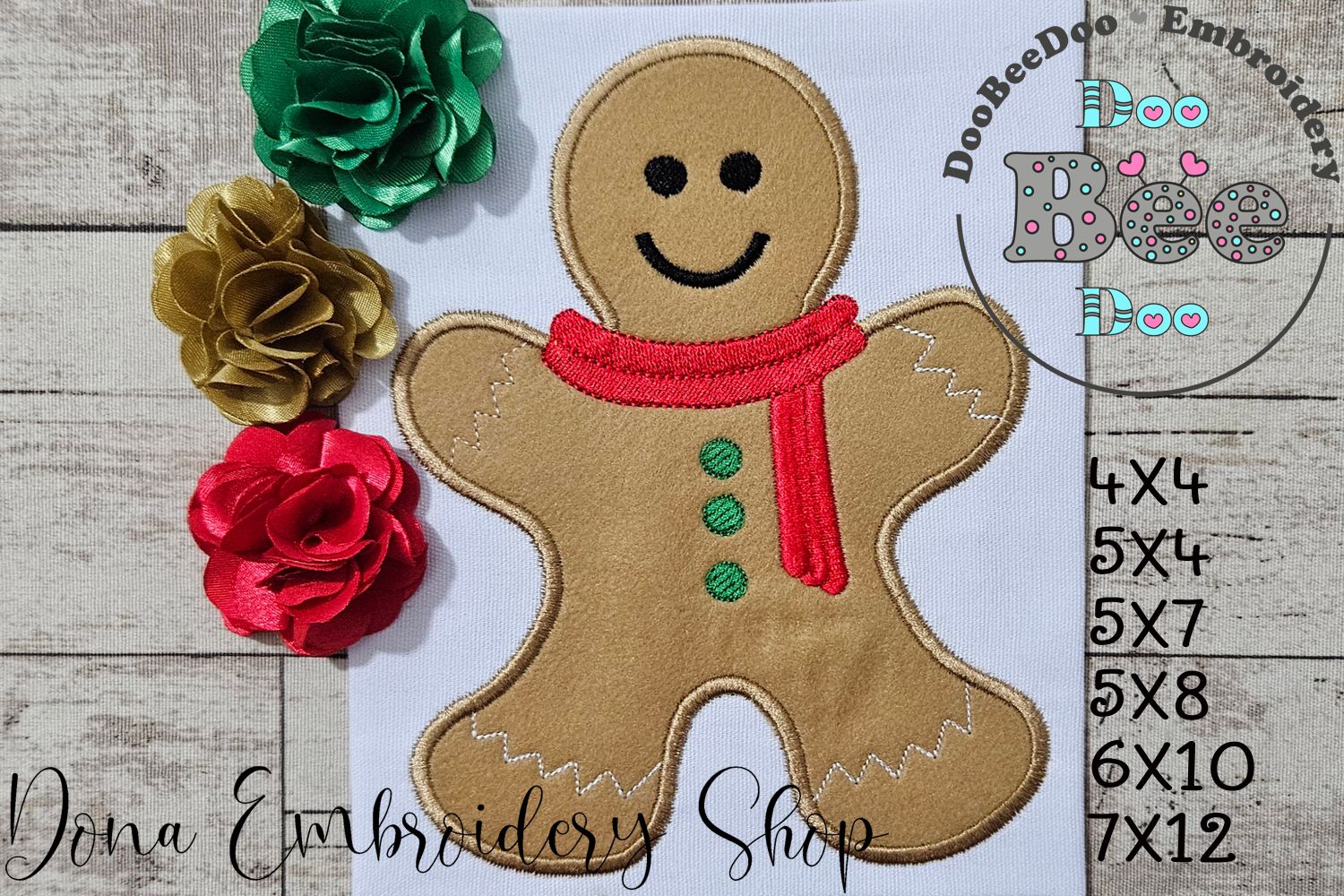 Gingerbread - Applique - Machine Embroidery Design – DooBeeDoo Machine ...