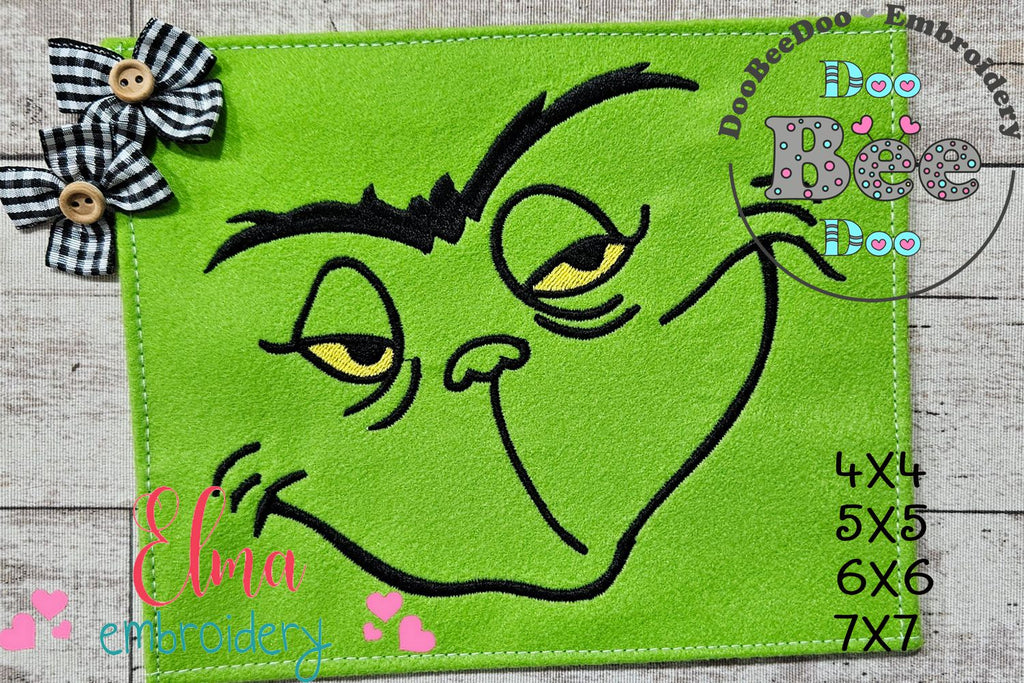 Grinch Face - Fill Stitch - Machine Embroidery Design