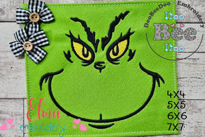 Grinch Face - Fill Stitch - Machine Embroidery Design