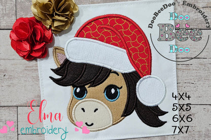 Cute Christmas Horse - Applique - Machine Embroidery Design
