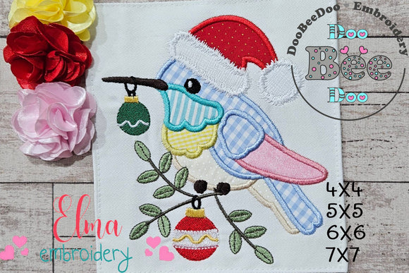 Christmas Hummingbird - Applique - Machine Embroidery Design