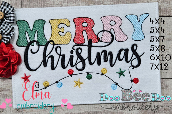 Merry Christmas - Rippled Stitch - Machine Embroidery Design