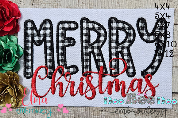 Merry Christmas - Applique - Machine Embroidery Design