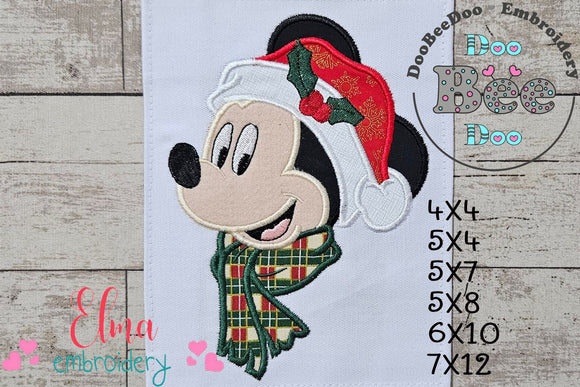 Christmas Mouse Ears Boy - Applique - Machine Embroidery Design