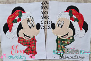 Christmas Mouse Ears Boy and Girl - Applique - Set of 2 Designs - Machine Embroidery Design