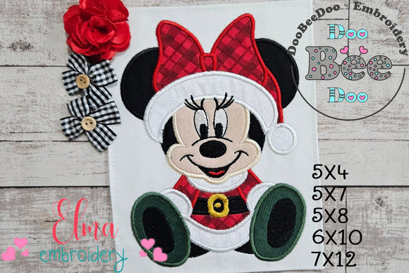 Christmas Minnie - Applique - Machine Embroidery Design