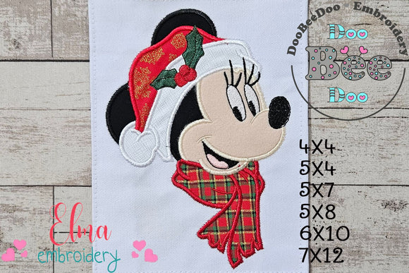 Christmas Mouse Ears Girl - Applique - Machine Embroidery Design