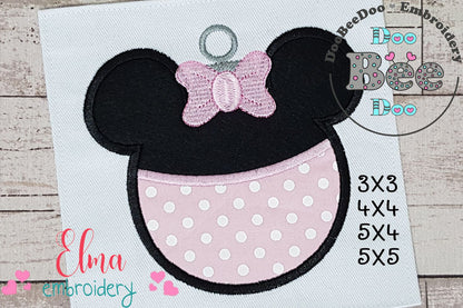 Minnie Christmas Ornament - Applique - Machine Embroidery Design