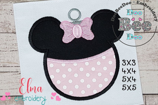 Minnie Christmas Ornament - Applique - Machine Embroidery Design