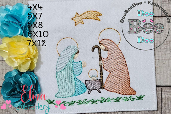 Christmas Nativity - Rippled Stitch - Machine Embroidery Design