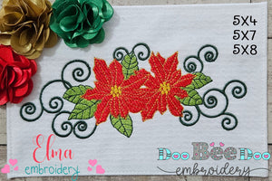 Christmas Poinsettia Flower - Fill Stitch - Machine Embroidery Design