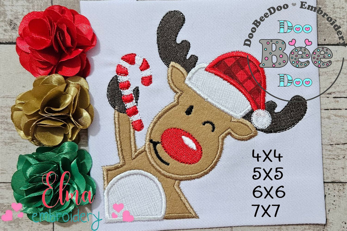 Christmas Rudolph Reindeer - Applique - Machine Embroidery Design