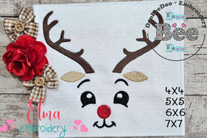 Christmas Rudolph Reindeer Face Boy - Fill Stitch - Machine Embroidery Design