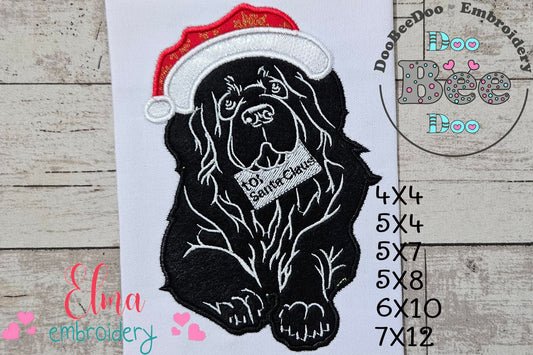 Christmas Saint Bernard Dog - Applique - Machine Embroidery Design