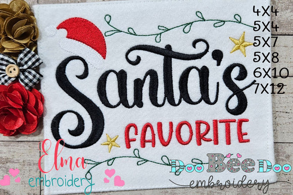 Santa's Favorite - Fill Stitch - Machine Embroidery Design