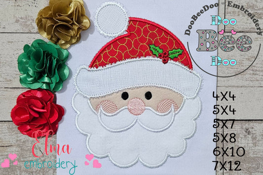 Santa Claus Cute Face - Applique Machine Embroidery Design