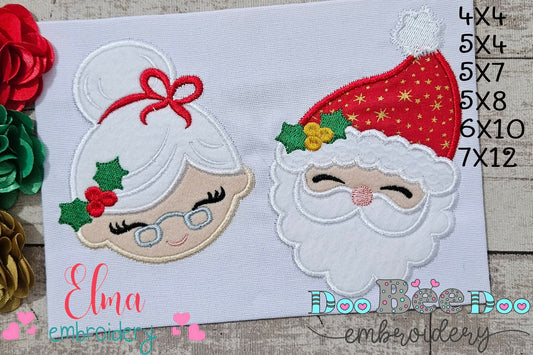 Santa and Mrs. Claus - Applique - Machine Embroidery Design