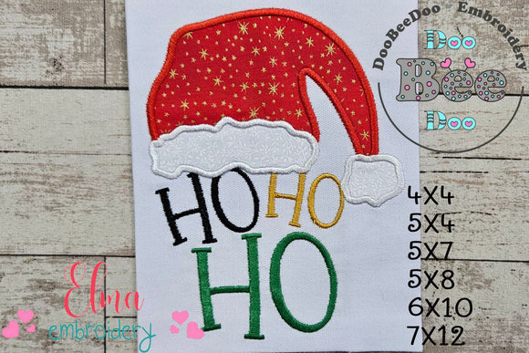 Ho Ho Ho Santa's Hat - Applique Embroidery