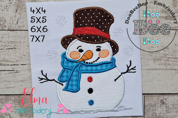 Silly Christmas Snowman - Applique - Machine Embroidery Design
