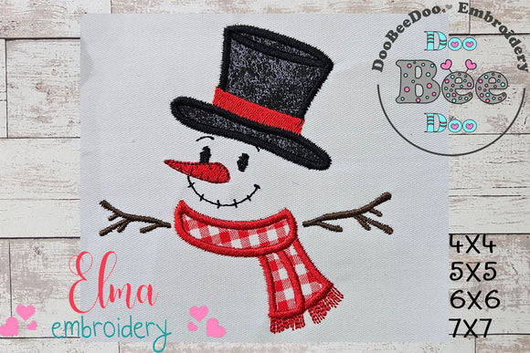 Snowman Cute - Applique - Machine Embroidery Design