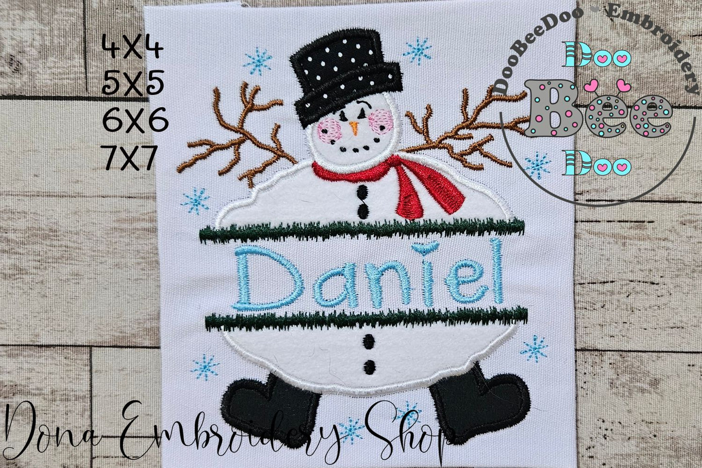 Split Snowman - Applique - Machine Embroidery Design