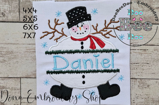 Split Snowman - Applique - Machine Embroidery Design