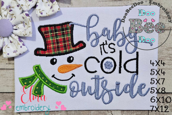 Snowman Baby it's Cold Outside - Applique - Machine Embroidery Design