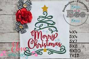 Merry Christmas Tree - Fill Stitch - Machine Embroidery Design