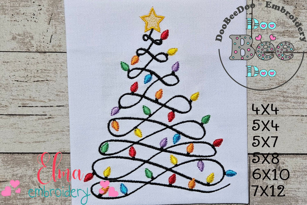 Christmas Lights Tree - Fill Stitch - Machine Embroidery Design