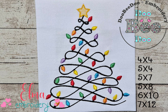 Christmas Lights Tree - Fill Stitch Embroidery