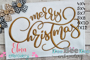 Merry Christmas - Fill Stitch - Machine Embroidery Design