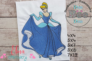 Princess Cinderella Young - Fill Stitch - Machine Embroidery Design