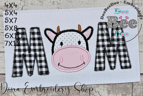 Cow Mom - Applique - Machine Embroidery Design